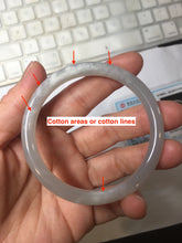 Load image into Gallery viewer, 53.7mm certified 100% Natural icy watery white gray nephrite bangle HN158-9155
