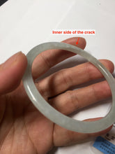 Load image into Gallery viewer, 58.5mm Certified Type A 100% Natural icy watery white/light green flat slim Jadeite Jade bangle BG223-8575