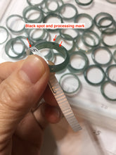 Load image into Gallery viewer, 17.9mm size 7 3/4 100% natural type A icy watery green/blue slim style Guatemala jadeite jade band ring group PE82