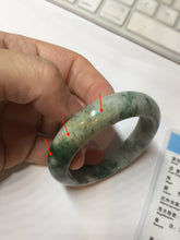 Load image into Gallery viewer, 50.4mm Certified 100% natural Type A sunny green dark green/gray/black oval jadeite jade bangle PD133-6294