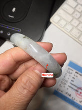 Load image into Gallery viewer, 57.7mm certificated Type A 100% Natural icy watery light green/white with dark green floating flowers Jadeite Jade bangle AD103-5251