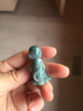 Load image into Gallery viewer, 100% Natural green/blue/gray/black Guatemala jadeite Jade little monkey with ingot desk decor/worry stone PF8