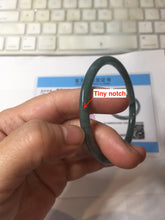Load image into Gallery viewer, 57.2mm Certified Type A 100% Natural dark green/blue/gray with Guatemala slim round cut Jadeite bangle BH237-0237
