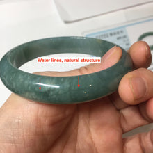 Load image into Gallery viewer, 61.5mm Certified Type A 100% Natural Light Green/Blue/Gray With Flying Snow Guatemala Jadeite Bangle PH263-1244