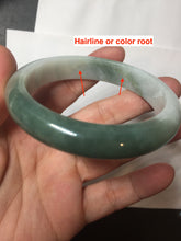 Load image into Gallery viewer, 55.5mm certified 100% natural Type A oily dark green gray black(老油青) half mountain half water (半山半水) oval jadeite jade bangle BS179-0065