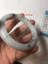 Load image into Gallery viewer, 56.8mm Certified Type A 100% Natural light purple white green with green floating flowers jadeite Jade bangle PB294-7301