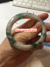 Load image into Gallery viewer, 55.5mm certified 100% natural Type A green white red with green floating flowers carved and golden-painted jadeite jade bangle PF82-6076
