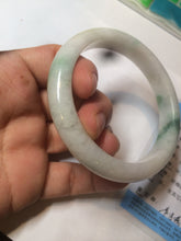 Load image into Gallery viewer, 59mm Certified 100% natural Type A sunny green/white jadeite jade bangle AX97-4353