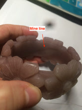 Load image into Gallery viewer, 54mm 100% natural light red/purple/white Quartzite (Shetaicui jade) carved galsang flower(格桑花) bangle XY96