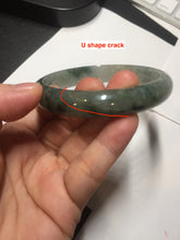 Load image into Gallery viewer, 60.5mm Certified Type A 100% Natural dark green/gray Jadeite Jade bangle S88-7057