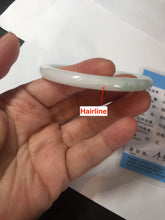 Load image into Gallery viewer, 55.4mm Certified 100% Natural type green/white with green floating flowers round cut Jadeite Jade bangle BK86-4660