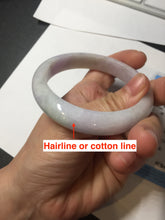 Load image into Gallery viewer, 57.5mm certified Type A 100% Natural light green purple white slim Jadeite Jade bangle BQ72-4938