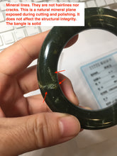 Load image into Gallery viewer, 55.2mm certified 100% Natural dark green/black Ocean Waves chubby round cut nephrite bangle HN185-0878