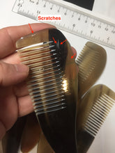 Load image into Gallery viewer, 12.5x4cm 100% Natural black brown yellow Buffalo Horn Rake Comb with Massage Handle (defects) group NJ2