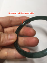 Load image into Gallery viewer, 54mm Certified Type A 100% Natural dark green/blue/gray Guatemala slim round cut Jadeite bangle PC184-0790