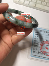 Load image into Gallery viewer, 55.7mm Certified Type A 100% Natural Dark Green Blue Gray Black Slim Moonlit Ink (水墨月色)Round Cut Jadeite Jade Bangle BS146-0748