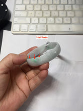 Load image into Gallery viewer, 53.4mm Certified Type A 100% Natural sunny green white thin jadeite Jade bangle AT36-0759