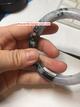 Load image into Gallery viewer, 60mm Certified Type A 100% Natural dark green/red/purple/gray Snowy Pine Mountain and Everlasting Crimson Heart (碧血丹心)Jadeite Jade bangle PE114-1222