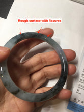Load image into Gallery viewer, 55.8mm Certified Type A 100% Natural icy watery dark green/purple/gray round cut Jadeite bangle AA131-6925