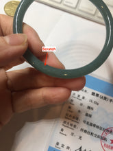 Load image into Gallery viewer, 56.5mm Certified Type A 100% Natural dark green/blue/gray Guatemala slim round cut Jadeite bangle PE51-7057