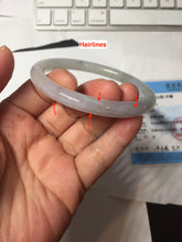 Load image into Gallery viewer, 58mm certified Type A 100% Natural white light green purple gray slim round cut Jadeite Jade bangle PB252-3720