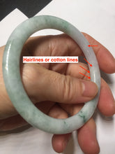 Load image into Gallery viewer, 59mm certified Type A 100% Natural green white flat round cut Jadeite Jade bangle PH217-3245