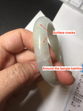 Load image into Gallery viewer, 57.5mm certified 100% natural Type A icy watery light yellow/white with jadeite jade bangle BL56-3288