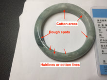 Load image into Gallery viewer, 57mm certified Type A 100% Natural light green gray Jade jadeite bangle BS116-6634