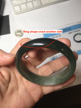 Load image into Gallery viewer, 55.5mm Certified Type A 100% Natural oily dark green(老油青)/gray Jadeite bangle BG230-0389