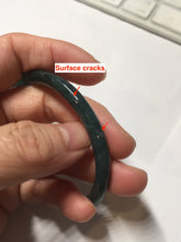 Load image into Gallery viewer, 56mm Certified Type A 100% Natural dark green/blue/gray Guatemala slim round cut Jadeite bangle BP197-2078