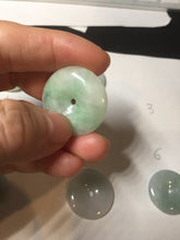 Load image into Gallery viewer, 23.5-27.7mm 100% Natural apple green/white jadeite Jade Safety Guardian Button(donut) Pendant group BK112