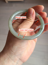 Load image into Gallery viewer, 54.5mm Certified type A 100% Natural light green gray black slim round cut Jadeite bangle PA198-2454