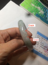 Load image into Gallery viewer, 61.8 mm certified type A 100% Natural light green/white/purple chubby Jadeite Jade bangle BH44-2807