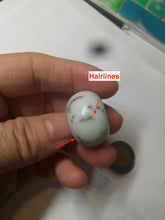 Load image into Gallery viewer, 100% Natural white beige with black/brown flying dandelions Osmanthus fragrant cheese cake nephrite Jade pendant/worry stone HT68