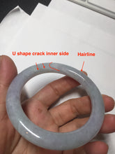 Load image into Gallery viewer, 56mm Certified type A 100% Natural icy watery light green/purple round cut Jadeite bangle BN41