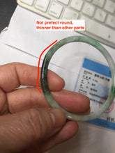 Load image into Gallery viewer, 57mm Certified type A 100% Natural sunyy green ling green purple gray black slim flat round cut Jadeite bangle PH199-3162