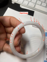 Load image into Gallery viewer, 54mm Certified type A 100% Natural light purple white slim round cut Jadeite bangle BN23-9127