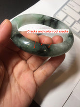 Load image into Gallery viewer, 60.3mm certified type A 100% Natural green/black Jadeite Jade bangle BM42-8565