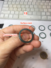 Load image into Gallery viewer, 19.6mm size 9 3/4 100% natural type A icy watery green/blue slim style Guatemala jadeite jade band ring group PE130