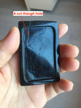 Load image into Gallery viewer, 100% Natural type A dark green black jadeite jade(墨翠, mocui) God of wealth General Guan (武财神关公) pendant pendant/worry stone AA64