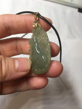 Load image into Gallery viewer, Type A 100% Natural Light Green gray (淡油冰)Jadeite Jade Loyalty Protection Fortune Dog Pendant PC236