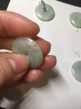 Load image into Gallery viewer, 23.5-27.7mm 100% Natural apple green/white jadeite Jade Safety Guardian Button(donut) Pendant group BK112