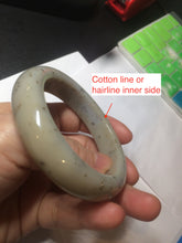 Load image into Gallery viewer, 52.8mm 100% Natural white/beige/gray with floating dandelions nephrite jade bangle HT96