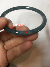 Load image into Gallery viewer, 58.5mm Certified Type A 100% Natural light black/green/gray/purple Guatemala slim round cut Jadeite bangle PJ77-0655