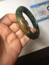 Load image into Gallery viewer, 52.7mm Certified Type A 100% Natural brown oily dark green(老油青) gray black Jadeite Jade bangle PC218-6231