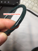 Load image into Gallery viewer, 61.4mm Certified Type A 100% Natura dark blue/green/gray/black Guatemala slim round cut Jadeite bangle PJ105