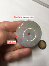 Load image into Gallery viewer, 40.6mm 100% Natural sunny green/purple/gray jadeite Jade Safety Guardian Button(donut) Pendant/worry stone F145