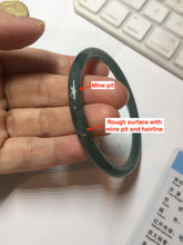 Load image into Gallery viewer, 57mm Certified Type A 100% Natural dark green/blue/gray with Guatemala slim round cut Jadeite bangle PE57-7064