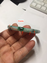 Load image into Gallery viewer, 55mm Certified Type A 100% Natural sunny green light green purple with green floating flowers slim round cut Jadeite bangle PD204-3919