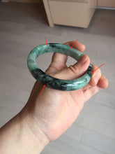 Load image into Gallery viewer, Shopify only! 59mm certified type A 100% Natural icy watery green/black Jadeite Jade bangle BM44-8566